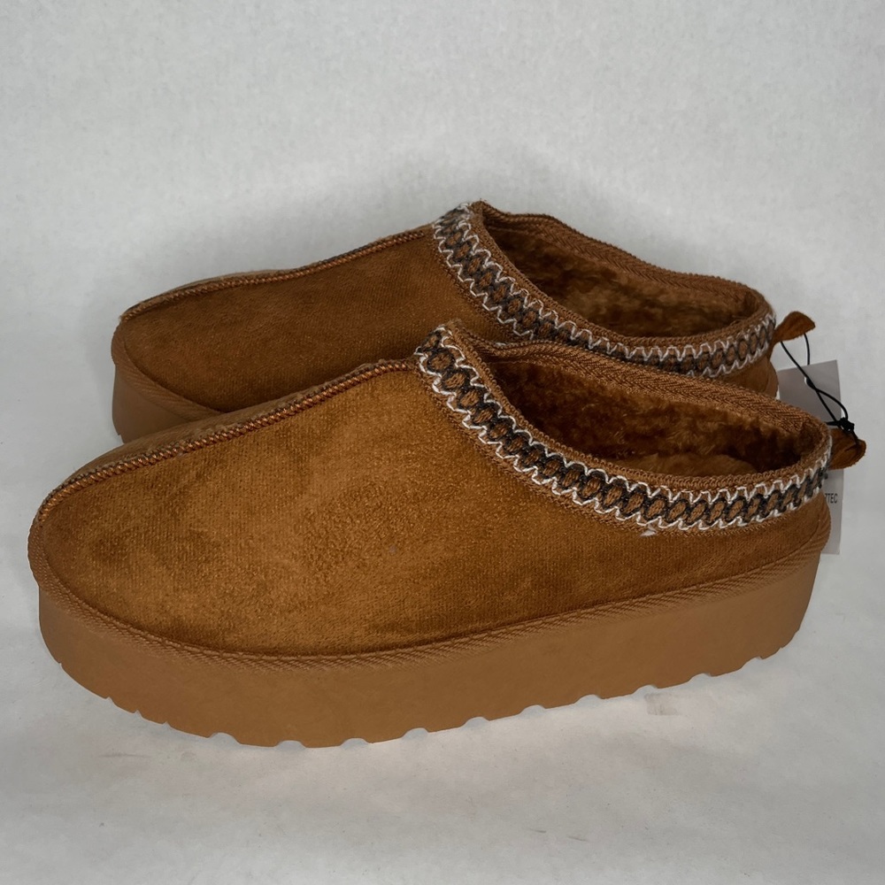 Chosen Steps Tasman Slippers Faux Suede Sherpa Lined Shoes Chunky Platform